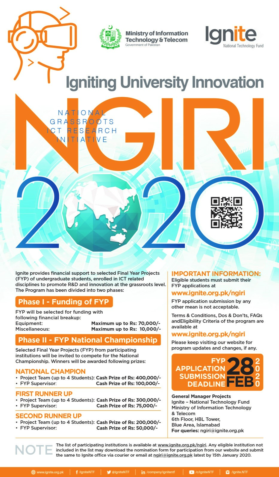 NGIRI FUNDING FOR FYP 2020